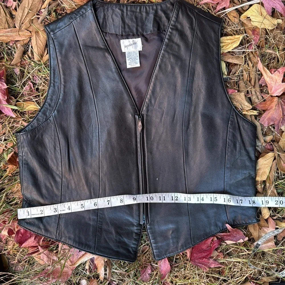 Vintage Black Leather Vest by Jaqueline Ferrar size medium / large